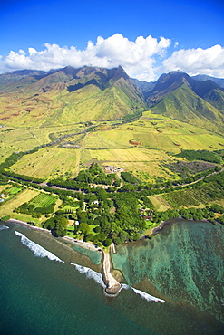 Hawaii, Maui, Aerial view of Olowalu area.