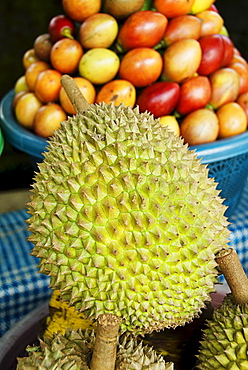 Indonesia, Bali, Durian fruit for sale.