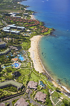 Hawaii, Maui, Wailea Beach and resorts, view from above.