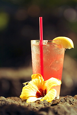 Close-up of a refreshing tropical cocktail