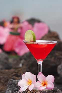 Close-up of a refreshing tropical cocktail