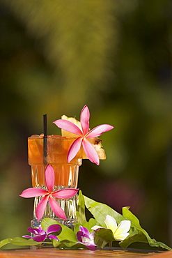 Close-up of a refreshing tropical cocktail