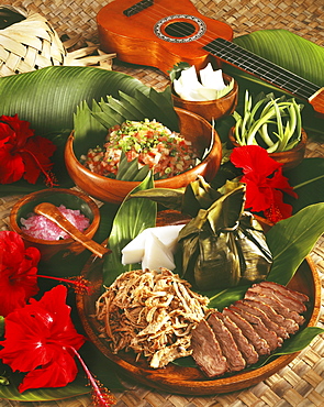 A delicious selection of Hawaiian foods.