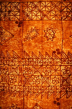 Traditional Polynesian tapa, hand printed paper bark cloth.