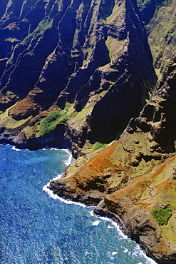 Hawaii, Kauai, aerial view of NaPali coastline.