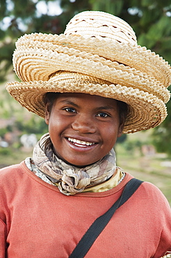 Girl Selling Hats In Tritiva, Antananarivo Province, Madagascar