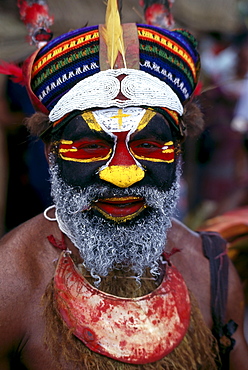 Papua New Guinea, Portrait Of Man In Tribal Dress B1719