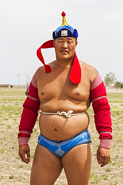 Mongolian wrestler at the Naadam Festival in Mandal Ovoo, Ã–mnÃ¶govi Province, Mongolia