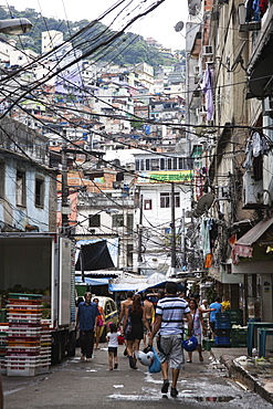 Electric cables in the favelas, Rocinha, Rio de Janeiro, Brazil