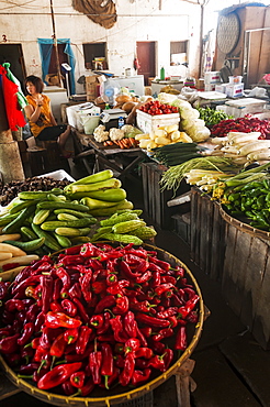 Scene from a local market in a small village near to Wuyuan, Jiangxi province, China