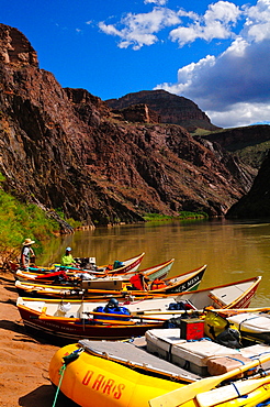 Dory moored along the Colorado River, Colorado, United States of America, North America