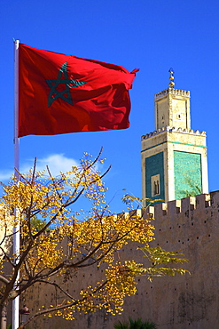 Place Lalla Aouda and the Minaret of the Lalla Aouda Mosque, Meknes, Morocco, North Africa, Africa