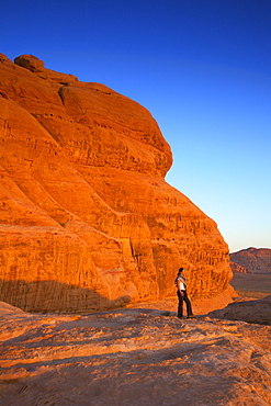 Tourist at Wadi Rum, Jordan, Middle East