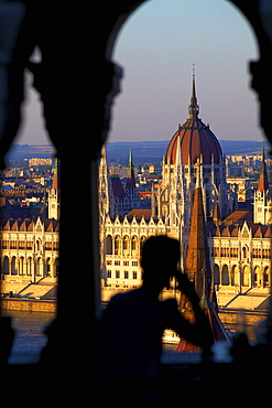 Restaurant at Fisherman's Bastion overlooking the city, Budapest, Hungary, Europe 