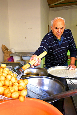 Man making Cypriot dessert, Pafos, Cyprus, Eastern Mediterranean Sea, Europe