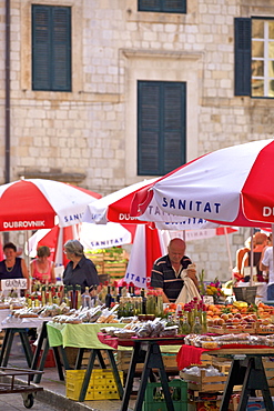 Gundulic Square Market, Dubrovnik, Croatia, Europe