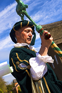 Leader of the Procession for the Old Annual Custom of Bottle-kicking, Hallaton, Leicestershire, England, United Kingdom, Europe 