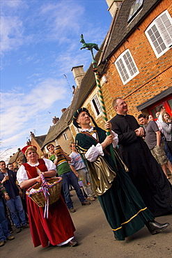 Leaders and participants of the Procession for the Old Annual Custom of Bottle-kicking, Hallaton, Leicestershire, England, United Kingdom, Europe 