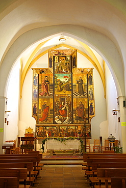 Church interior with 16th century triptych, Nuestra Senora De Jesus, Ibiza, Spain, Europe, Europe