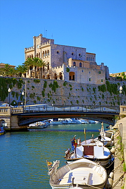 Town Hall and Harbour, Ciutadella, Menorca, Balearic Islands, Spain, Mediterranean, Europe 