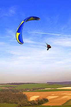 Paragliding over the South Downs, East Sussex, England, United Kingdom, Europe