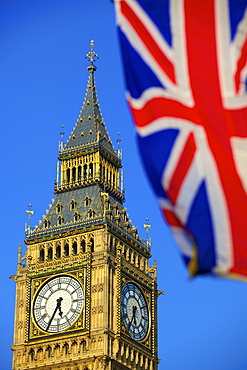 Union Jack and Big Ben, London, England, United Kingdom, Europe