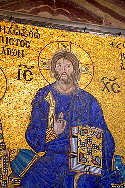 Mosaic of Christ, interior of Hagia Sophia (Aya Sofya Mosque) (The Church of Holy Wisdom), UNESCO World Heritage Site, Istanbul, Turkey, Europe 