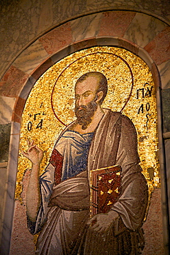 Mosaic of St. Paul, interior of Church of St. Saviour in Chora (Kariye Camii), UNESCO World Heritage Site, Istanbul, Turkey, Europe 