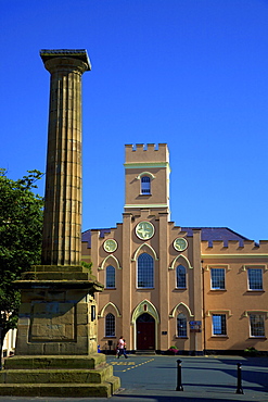 The Ancient Market Cross and Old St. Mary's Church, Castletown, Isle of Man, Europe