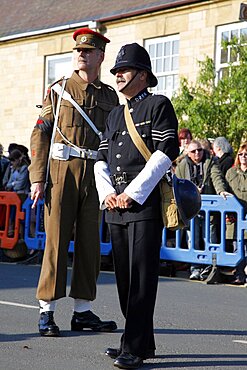 1940s Sergeant Major and Policeman, Pickering, North Yorkshire, Yorkshire, England, United Kingdom, Europe