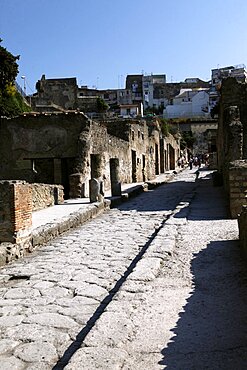 Ancient Roman streets and buildings, Herculaneum, UNESCO World Heritage Site, Naples, Campania, Italy, Europe