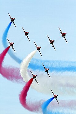 Red Arrows Aerobatic Display, South Bay, Scarborough, North Yorkshire, England, United Kingdom, Europe