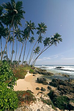 Rocky Bay and beach near Talpe, Talpe, Sri Lanka, Asia