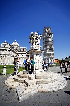 Statue of Angels, St. Mary's Cathedral and Leaning Tower, UNESCO World Heritage Site, Pisa, Tuscany, Italy, Europe