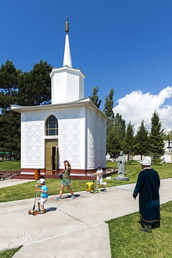 Chapel and Gautama Buddha, Cultural Center Ruh Ordo named after Chinghiz Aitmatov, Issyk Kul Lake, Cholpon-Ata, Kyrgyzstan, Central Asia, Asia