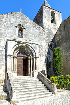 Saint Vincent Church, Medieval village of Les Baux de Provence, Bouches du Rhone, Provence Alpes Cote d'Azur region, France, Europe