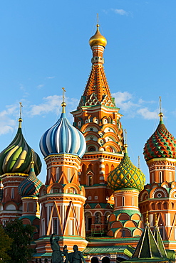 Close-up of the domes of St. Basil's Cathedral, UNESCO World Heritage Site, Moscow, Russia, Europe