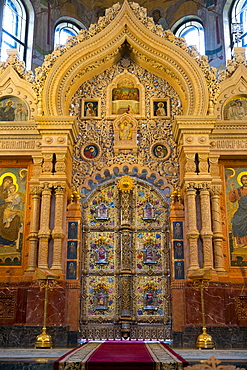 Doorway within The Church on the Spilled Blood, UNESCO World Heritage Site, St. Petersburg, Russia, Europe