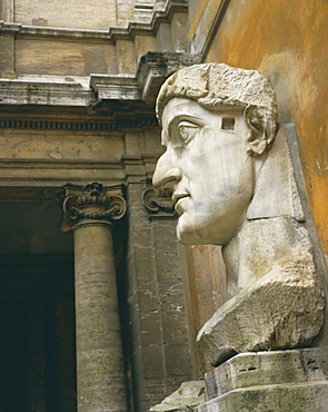 Head from colossus statue, Emperor Constantine, Rome, Lazio, Italy, Europe