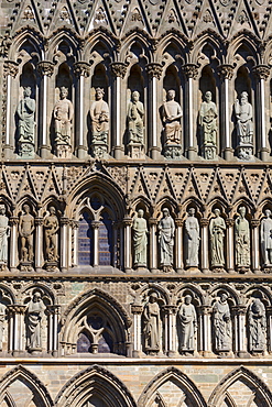 Detail of facade, Nidaros Cathedral, Trondheim, Sor-Trondelag, Norway, Scandinavia, Europe 