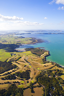 Aerial view over the Bay of Islands, Northland, North Island, New Zealand, Pacific