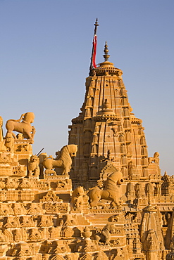 Jain Temple roof detail, Jaisalmer, Western Rajasthan, India, Asia