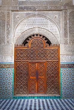 The ornate interior of Madersa Bou Inania, Fes el Bali, UNESCO World Heritage Site, Fez, Morocco, North Africa, Africa