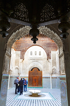 The ornate interior of Madersa Bou Inania, Fes el-Bali, UNESCO World Heritage Site, Fez, Morocco, North Africa, Africa 