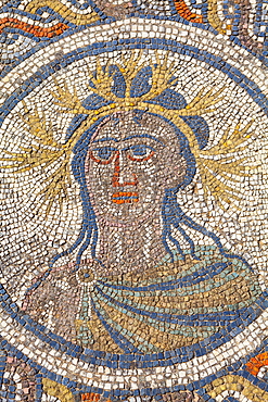 Mosaic detail from the House of Dionysus, Volubilis, UNESCO World Heritage Site, Morocco, North Africa, Africa