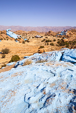 Painted Rocks, work of the Belgian Artist Jean Veran, Aguerd Oudad, Tafraoute, Anti Atlas, Morocco, North Africa, Africa