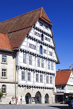 Half-timbered house, Market Place Schwabisch Gmund, Baden Wurttemberg, Germany, Europe