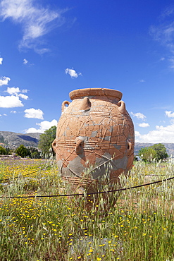 Clay container, Minoan Palace, excavation site,  Malia, Heraklion, Crete, Greek Islands, Greece, Europe