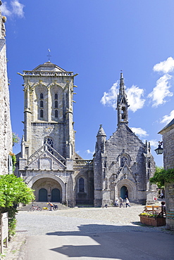 Saint Ronan church and Chapelle de Penity at Grand Place, Locronan, Finistere, Brittany, France, Europe 