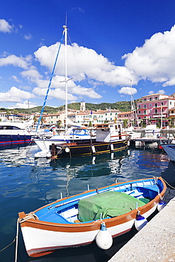 Harbour with fishing boats, Porto Azzuro, Island of Elba, Livorno Province, Tuscany, Italy, Europe